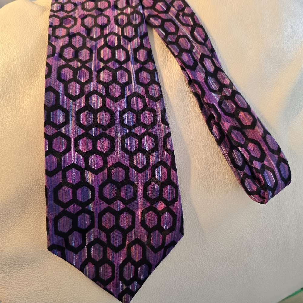 EMODA Italy Purple and Black Men's Silk Necktie Tie
